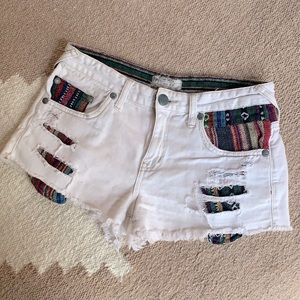 Free People Baja White Jean Shorts